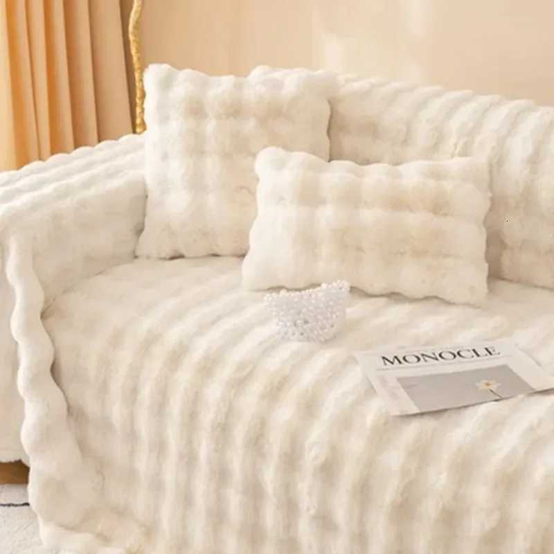 Luxury Imitation Rabbit Plush Sofa Towel Winter Warm Fluffy Throw Blanket Super Soft Smooth Thicken Velvet Sofa Cover C251028