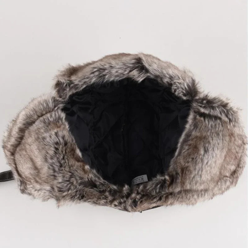 Winter Ushanka Hat Men Womens Pilot Bomber Trapper Hat Faux Fur Leather Snow Cap with Ear Flaps Pilot Winter Bomber Hat 251029