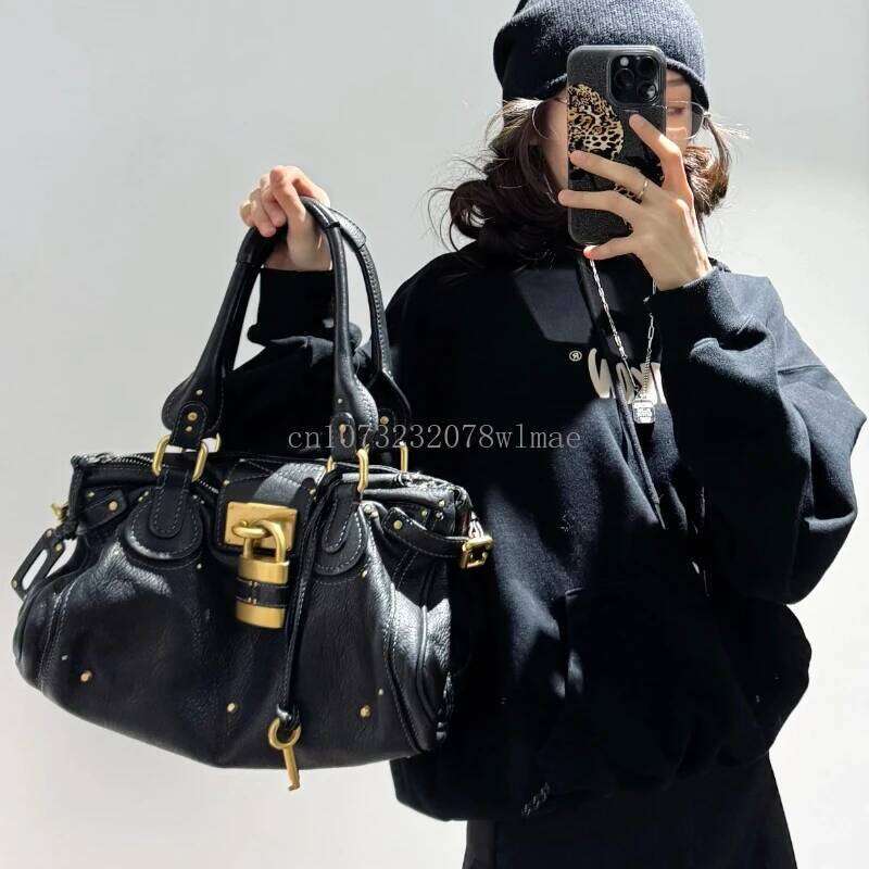 Designer Lock Buckle Tote Vintage Women Boston Hobo Large Capacity Commuting Shoulder Bag Ladies Female Handbag