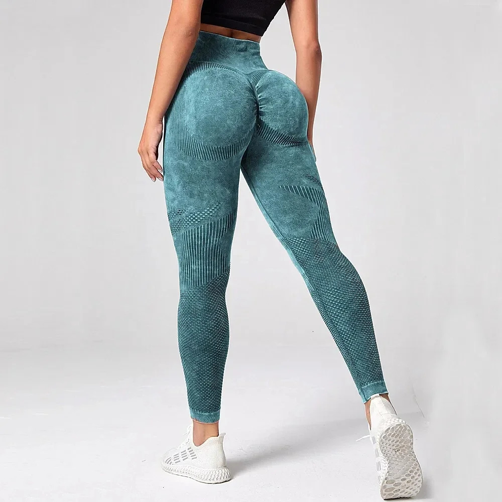 Women Leggings Washing Yoga pants Bubble Butt Push Up Fitness Legging High Waist Scrunch Tight Mujer Gym Seamless Legging 251029