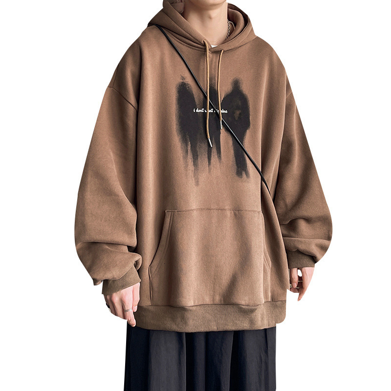 New hooded sweatshirt for men in autumn and winter, designed by kangaroo pocket, American style loose and fashionable casual high street couple top, y
