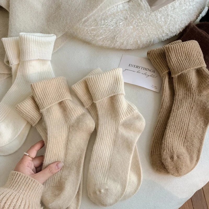Women Wool Socks Warm Winter Thick Cashmere Fuzzy Casual Solid Color Comfortable Home Sock Soft Long Thermal High Quality 251029