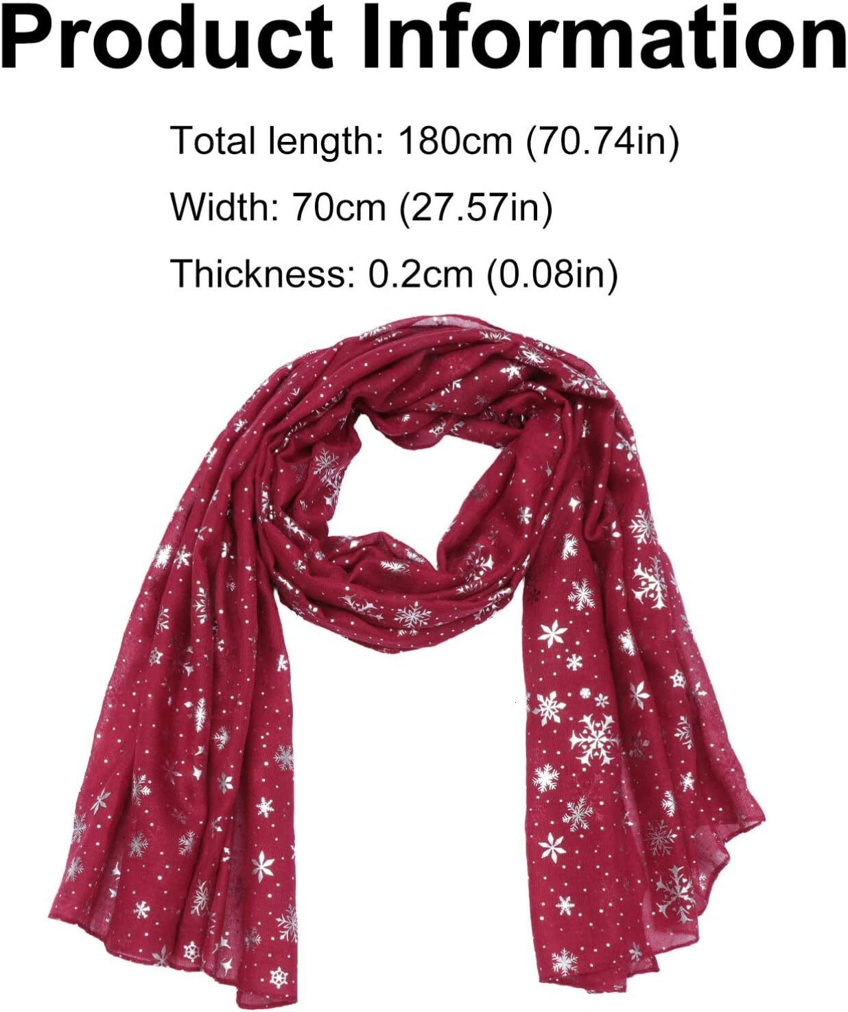 Custom Snowflake Sheer Lightweight Winter Xmas Collection Scarf Holiday Decorative Scarves for Women Ladies Black
