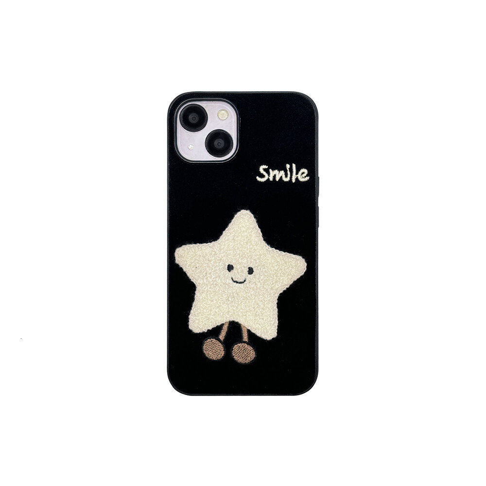 Niche Embroidered Star and Moon Phone Case Compatible with iPhone 17/16/15 Pro Cartoon Protection iPhone 14/13