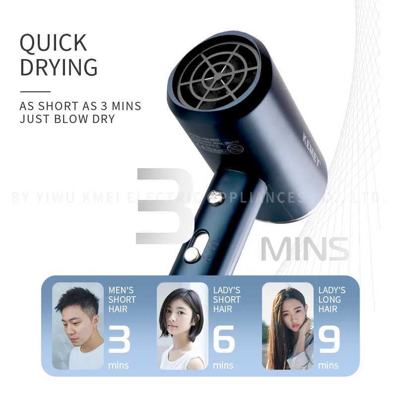Kemei KM9822 Constant Temperature Hair Dryer 800W 60 Degree Multifunctional Professional Salon Blow Dryer Portable 3 Speeds W251029