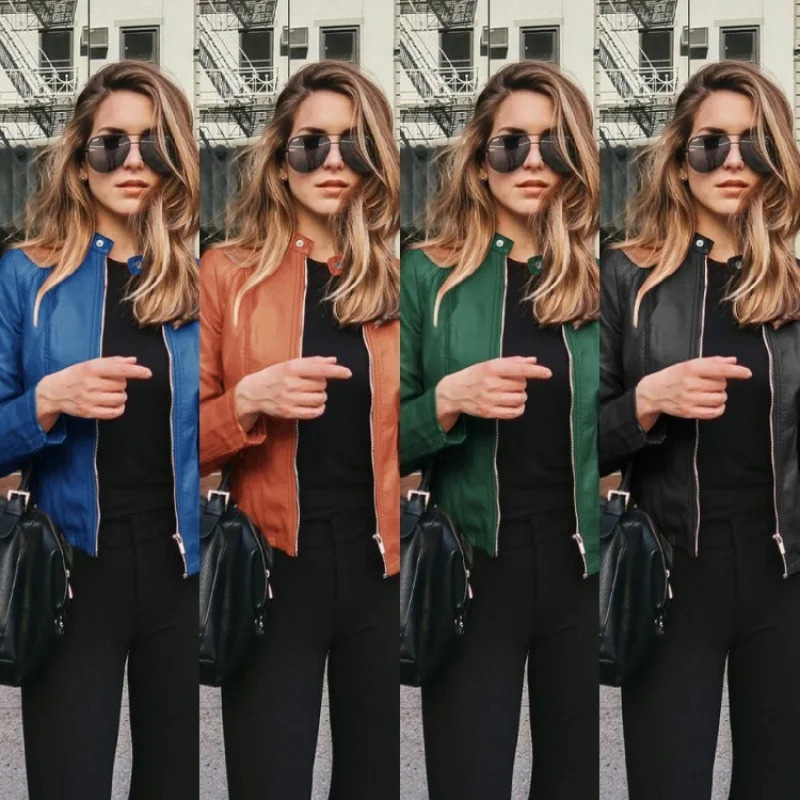 Vintage Women PU Leather Bomber Jacket Fashion Casual Autumn Winter Zipper Windbreaker Streetwear Female Blazer Y2K Clothes 251029