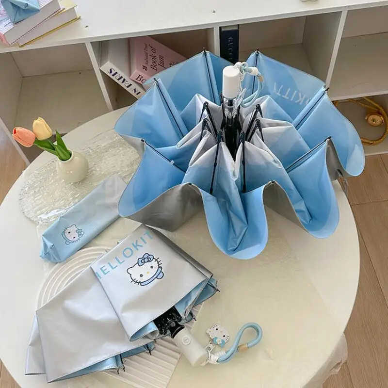 Sanrio Sanrio Hello Kitty Gradient Color Automatic Umbrella Kawaii Anime Sunscreen Uv Protection Student Convenient Foldable Umbrella L251029