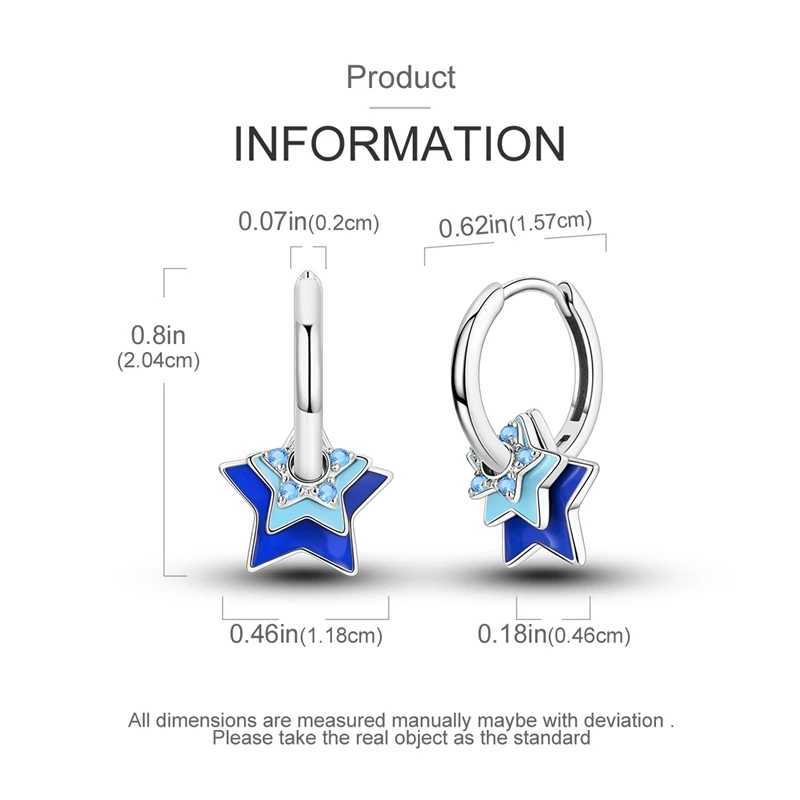 925 Sterling Silver Blue Star Pink Heart Matching Couples Earrings Designer Ear Jewelry for Woman Pendientes Fashion JewelryW251029