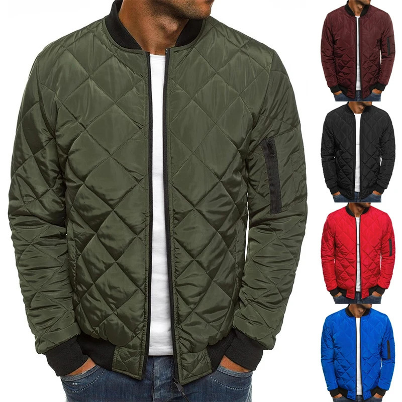 Winter Jacket Mens Baseball Collar Mesh Pressed Lightweight Jacket Vintage Flight Casual Long Sleeve 251028