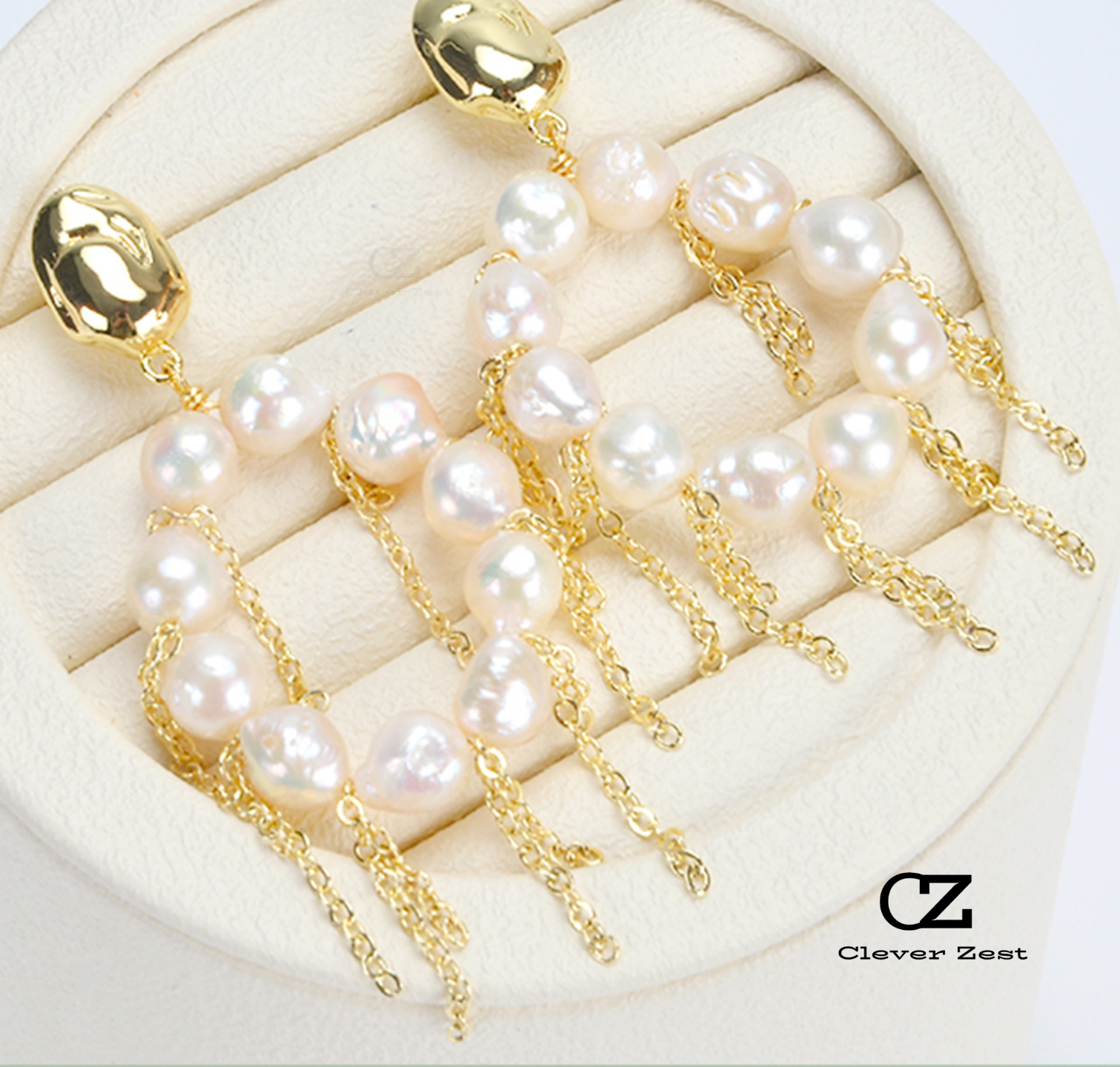 Natural White Millet Baroque Pearl Fringe Earrings 14K Gold-Filled Fashionable Versatile Trend-Setting Anniversary Gift Best Friend Gift
