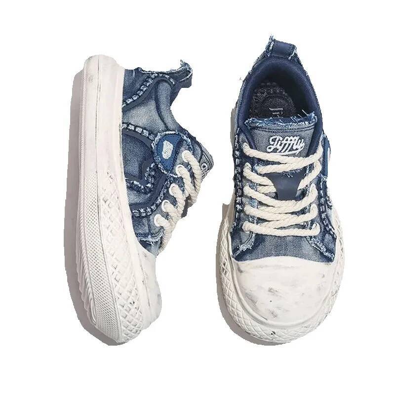Jifffly Canvas Shoes for Couples 2025 New Trend Thick Sole Height Increasing Casual Versatile Low-top Sneakers Four-season Fit Easy-matching
