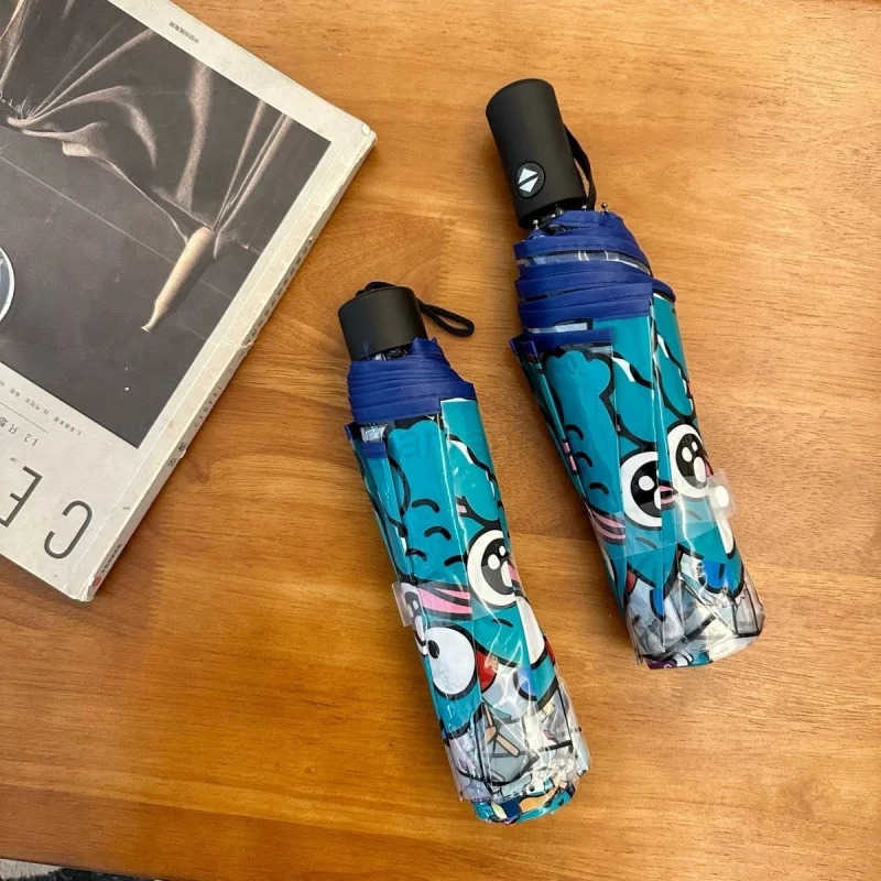 Sanrio Anime Hangyodon Transparent Umbrella Sanrio Folding Umbrella Windproof Fully Automatic EnvironmentProtection Sunumbrella Gift L251029