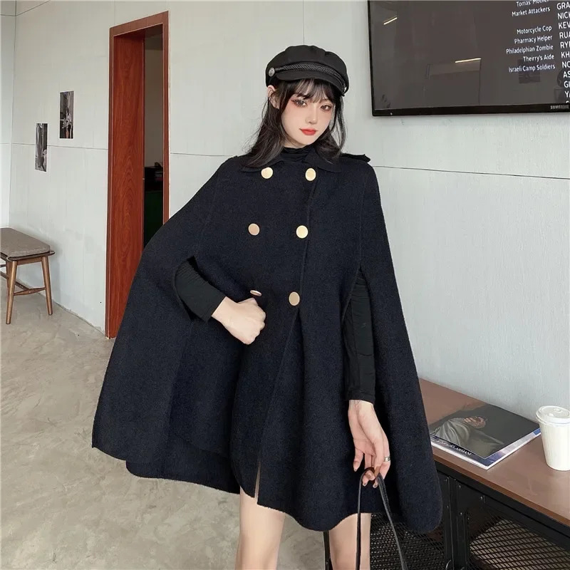 Autumn Winter Plus Size Women Coat Woolen Cloth Cloak Loose Overcoat Female High Quality 2025 Manteau Femme Hiver Oversize 251029