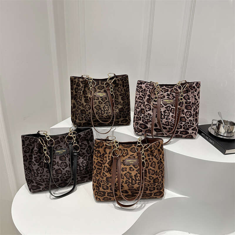 Designer bag Korean Style Simple Commuter Canvas Handbag Leopard Print Shoulder Student Artistic Large Tote Bag