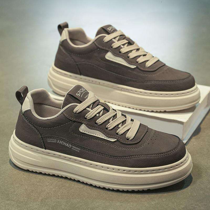 Shoes Summer 2025 New Trendy British Style Versatile Leather Waterproof Thick Sole Wear-resistant Men's Casual Sneakers
