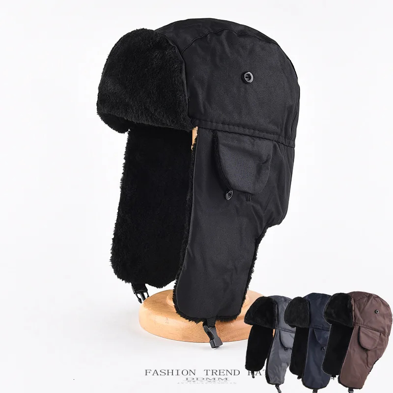 Unisex Men Women Russian Hat Trapper Bomber Warm Trooper Ear Flaps Winter Ski Solid Fluffy Faux Fur Cap Headwear Bonnet 251013