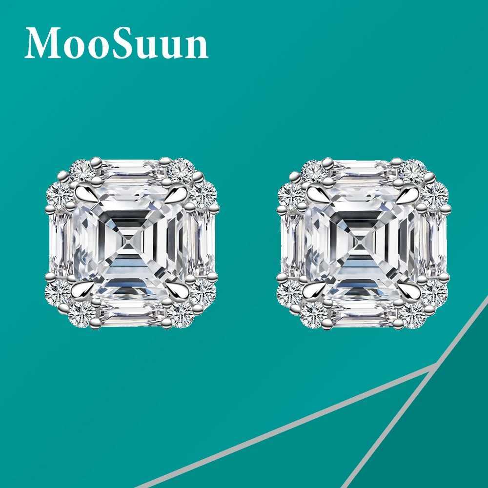 MooSuun 20ct 40ct Asscher Cut Moissanite Diamond Stud Earrings for Women S925 Sterling Silver Wedding Jewelry EngagementW251029