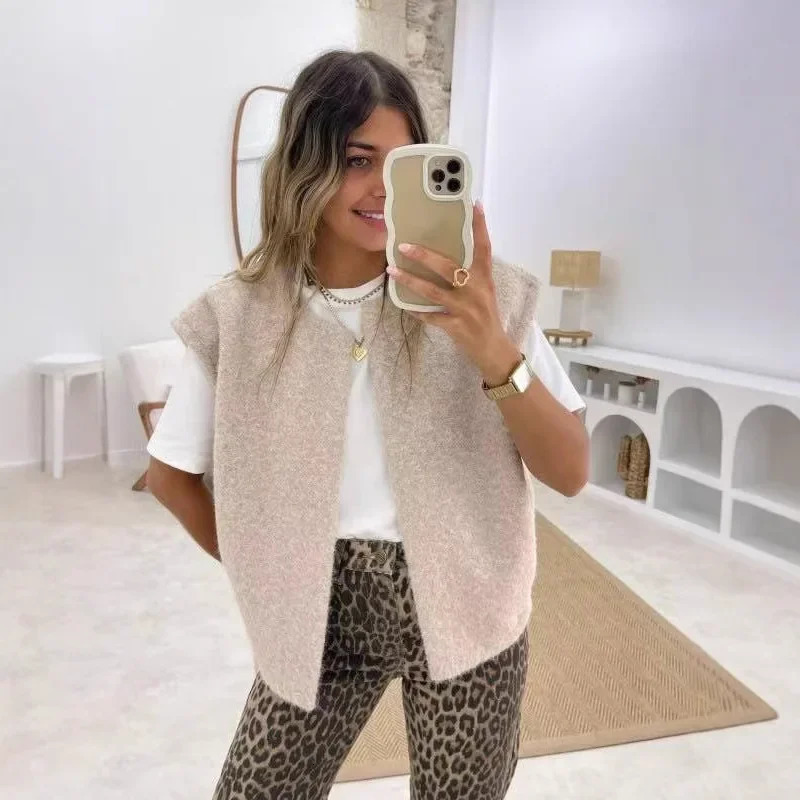 Korean Dongdaemun Vneck Doublesided Handsewn Woolen Vest Womens Elegant Woolen Vest Fashionable Outerwear Jacket 251029