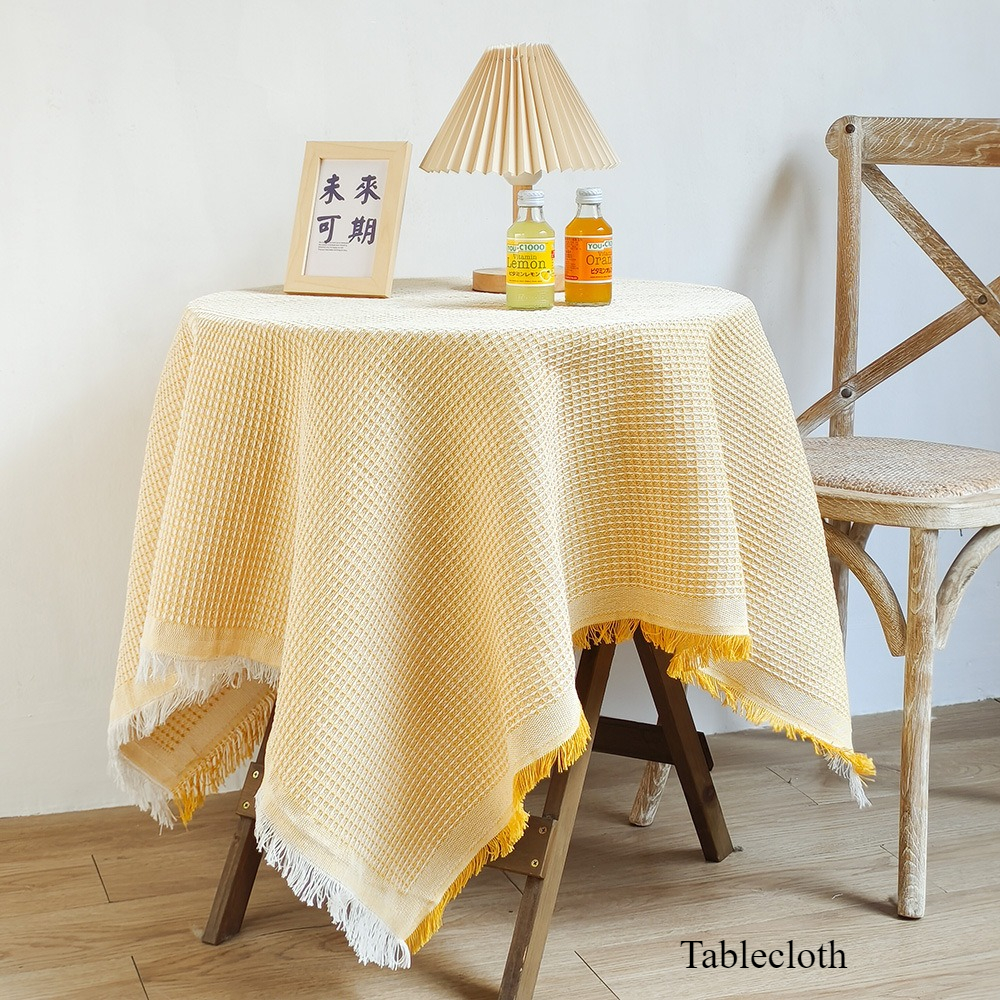 2026 Simple Fringed Round Decorative Cloth Coffee Cover Towel Dining Table Mat Tablecloth C