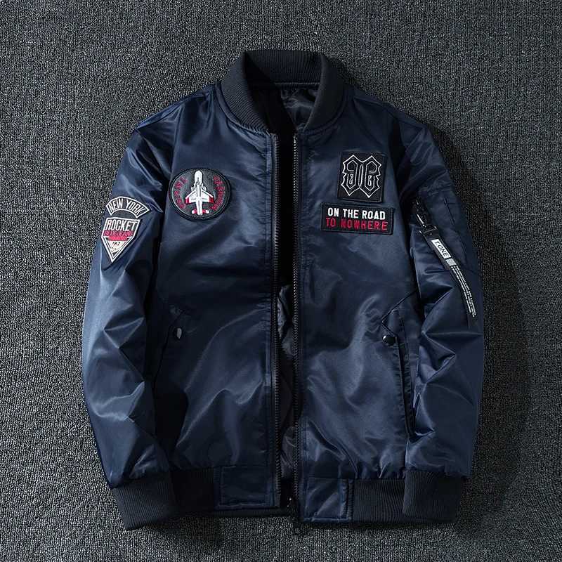 Coat Mens Air Force Pilot Jacket MA1 AutumnWinter Baseball Suit Trendy Brand Double Sided Thickened LargeT251029