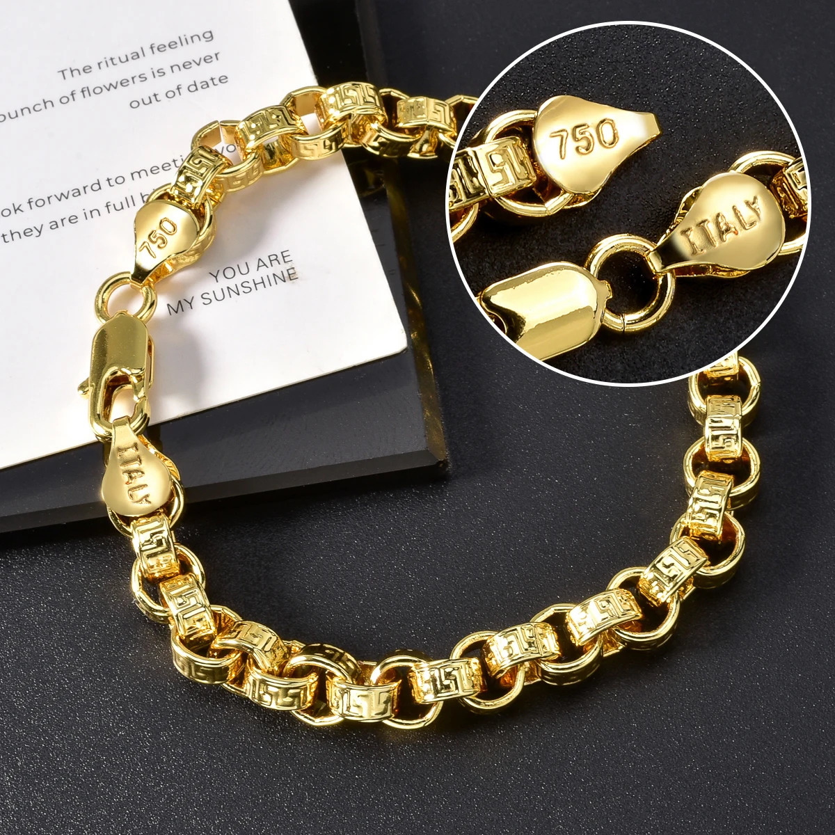 18k Gold Plated Italy 750 Bracelet Copper Braided Shaped Bracelet HipHop Daily Men Women Jewelry Accessories For Friends Gifts 251028
