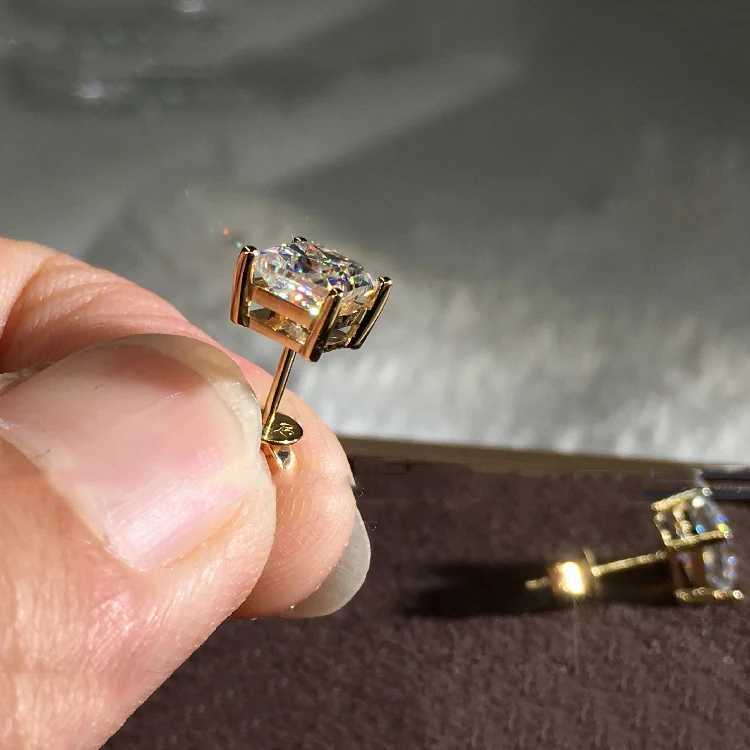 White Zircon Small Square Stone Earring Female Luxury Crystal Stud Earrings For Women Vintage Fashion Gold Color Wedding JewelryW251029