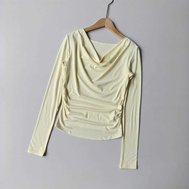 Sexy Draped Neckline Sport Top Gym Breathable Outwear Yoga Shirts Women Long Sleeve Fitness Tops Running Clothing Slim Fit ClothXJ251029