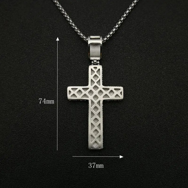 Stainless Steel Cross Pendants Necklaces Gold Color CZ Stone Paved Bling Iced Out Hip Hop Rapper Jewelry with 24 Gold Chain 251029