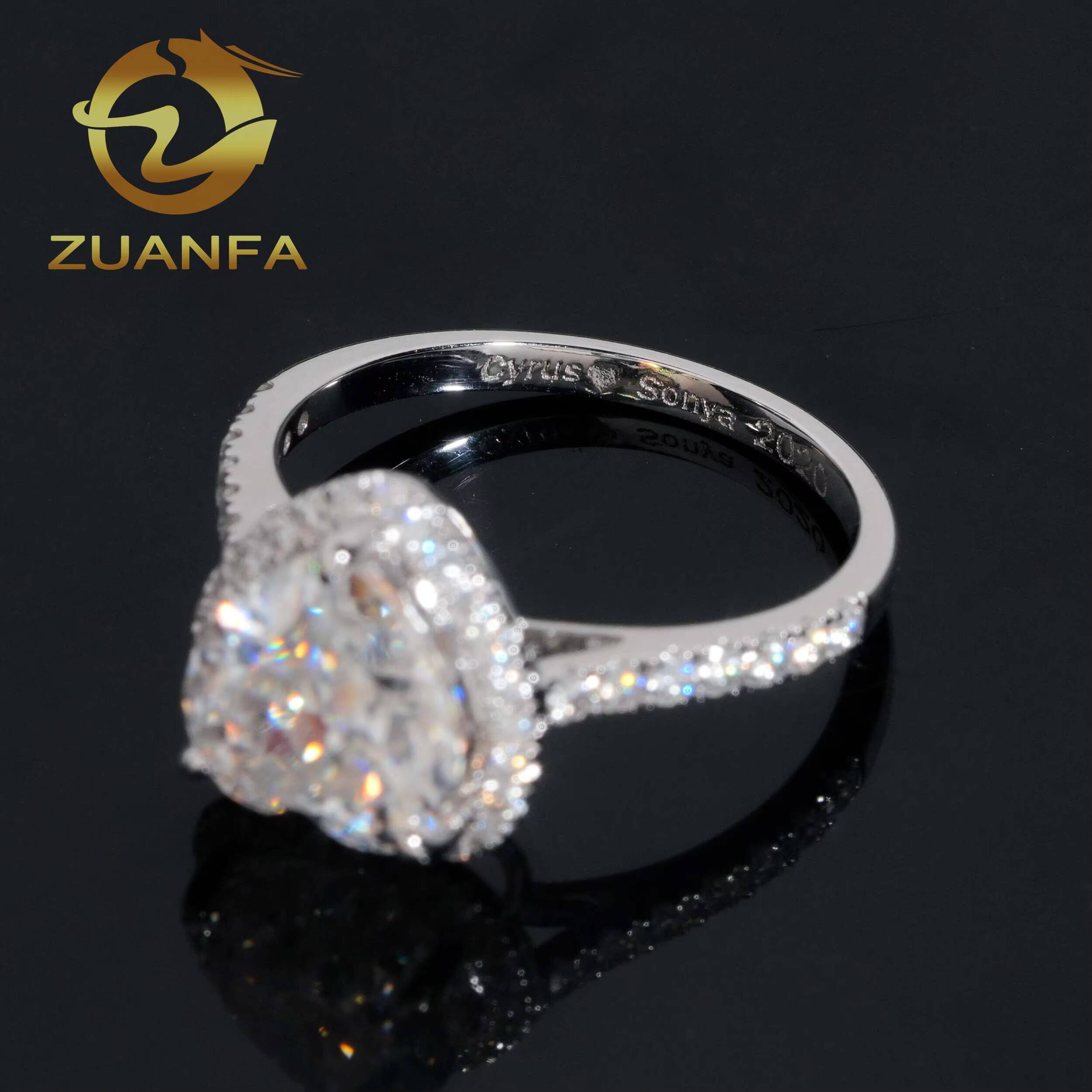 Solid 14K White Gold Moissanite Engagement Ring Heart Cut Iced Out Wedding Rings Hip Hop Ring Pass Diamond Tester