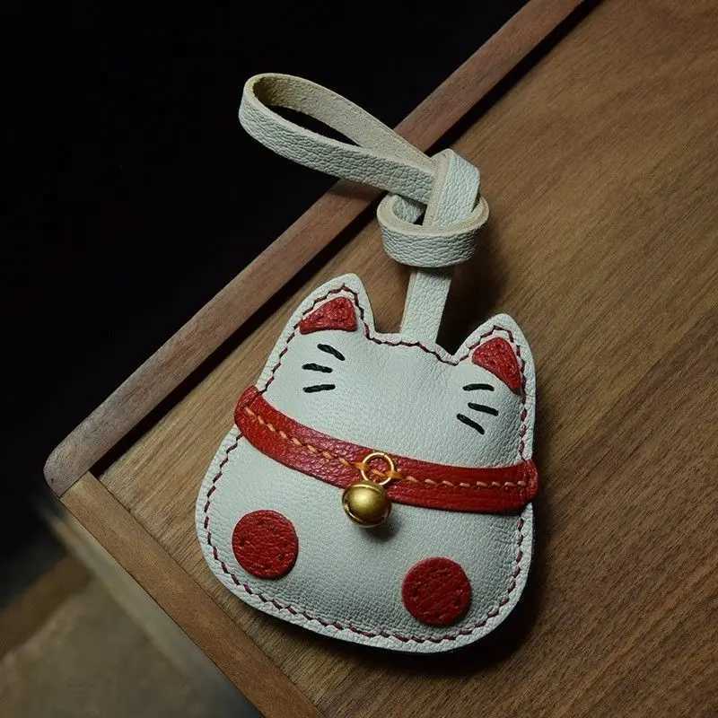 Trendy PU Leather Rocking Lucky Cat Keychain Cartoon Pony Animal Pendant Key Ring Charm Women Bag Decoration AccessoriesW251029