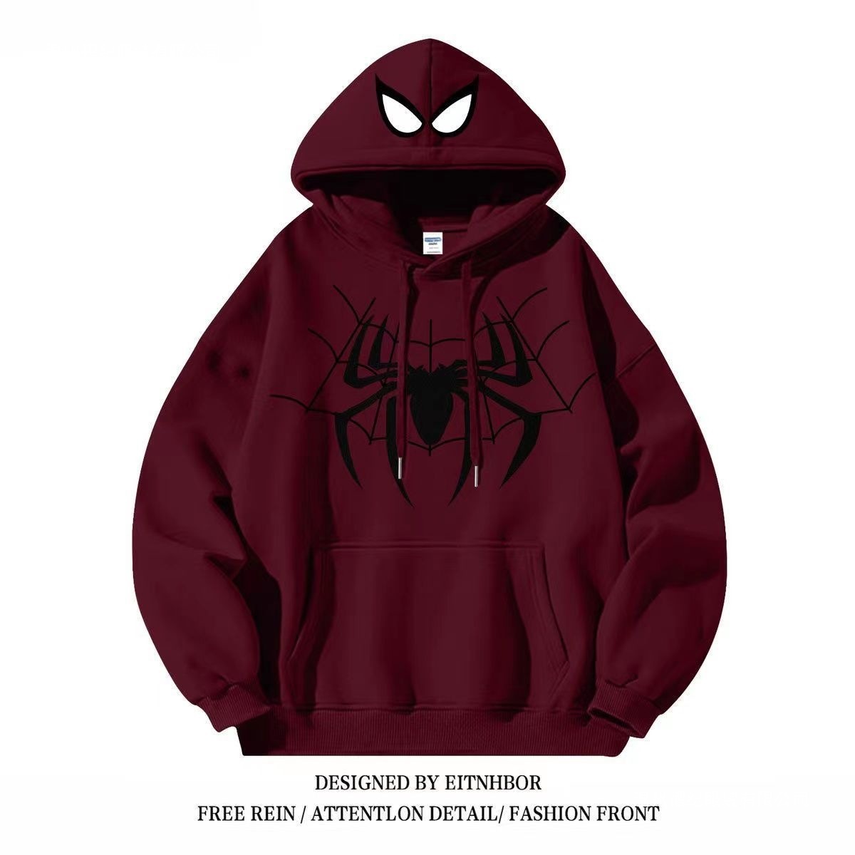 American retro designer velvet Spider Man hoodie for male and female students, loose and fashionable new jacket for autumn and winter