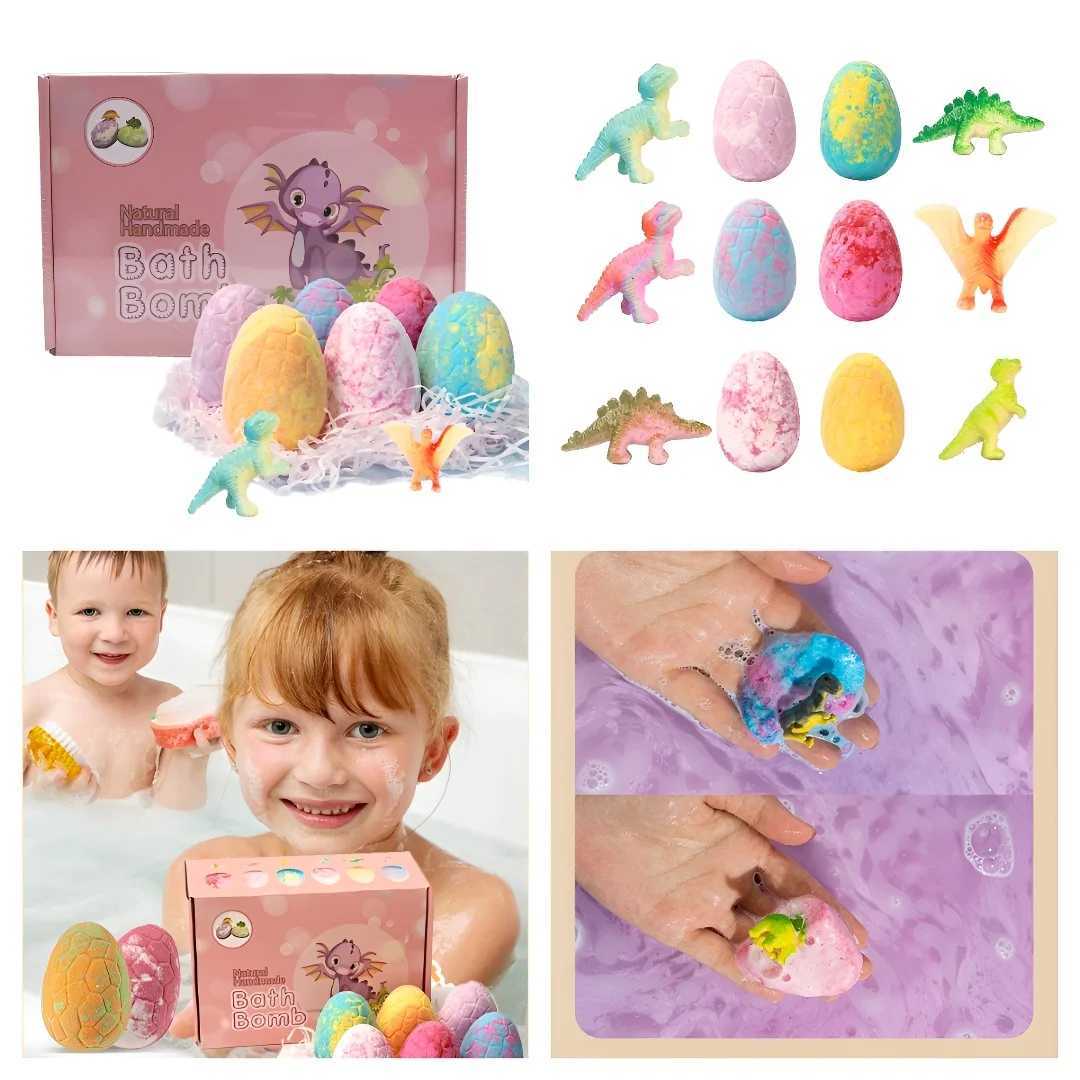 6PCS Childrens Dinosaur Egg Bomb Bath Salt Balls Fun Bubble Bath with Surprising Animal Toys Bathing Childrens Birthday Gifts L251029