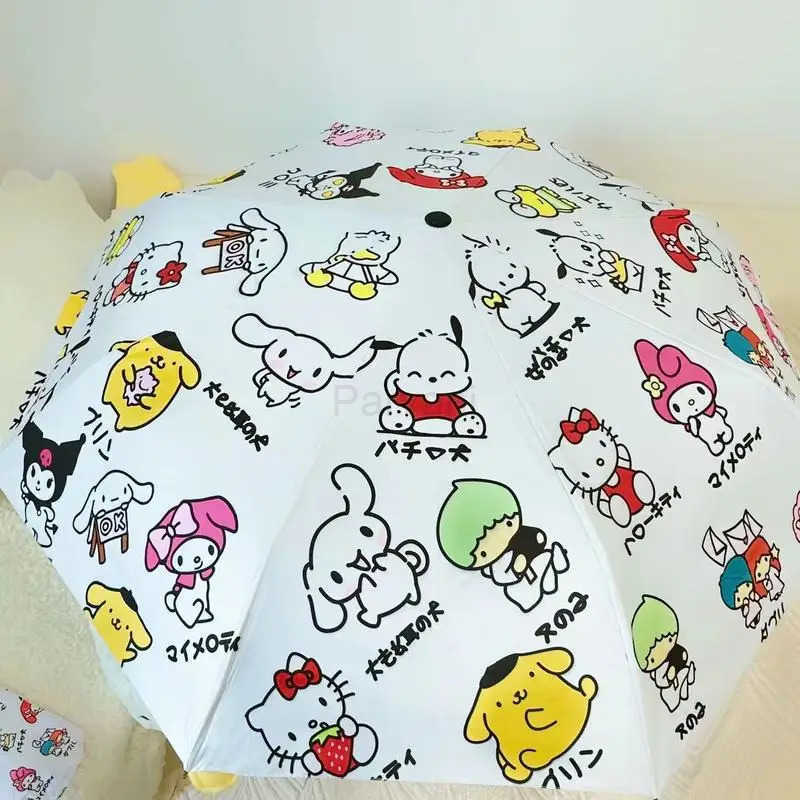 Sanrio New Sanrio Umbrella Kawaii Kuromi Cartoon Automatic Sunshade Umbrella Sun Umbrella Sunscreen AntiUltraviolet Folding Umbrella L251029