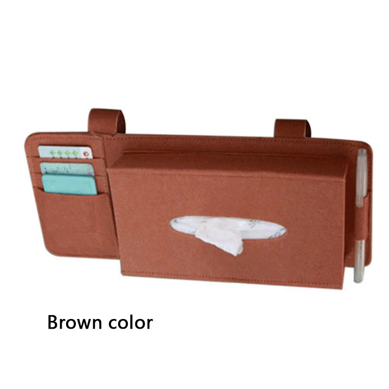 KKJOY Creative Car Sunshade Tissue Box Paper Towel Bag Multi Function Felt Car Hanging Seat Car Interior Storage Box Supplies 251029