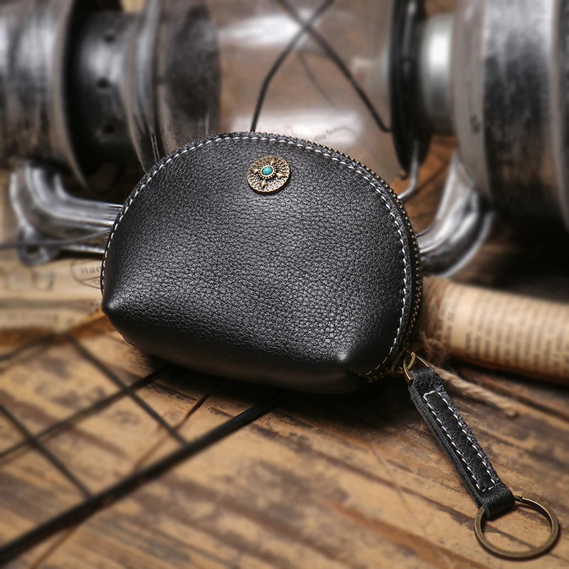 LUOKIR High Grade Real Leather Coin Purse Mens Fashion Key Bag Women Small Wallet Bank Card Bluetooth Headset Organizer 251029