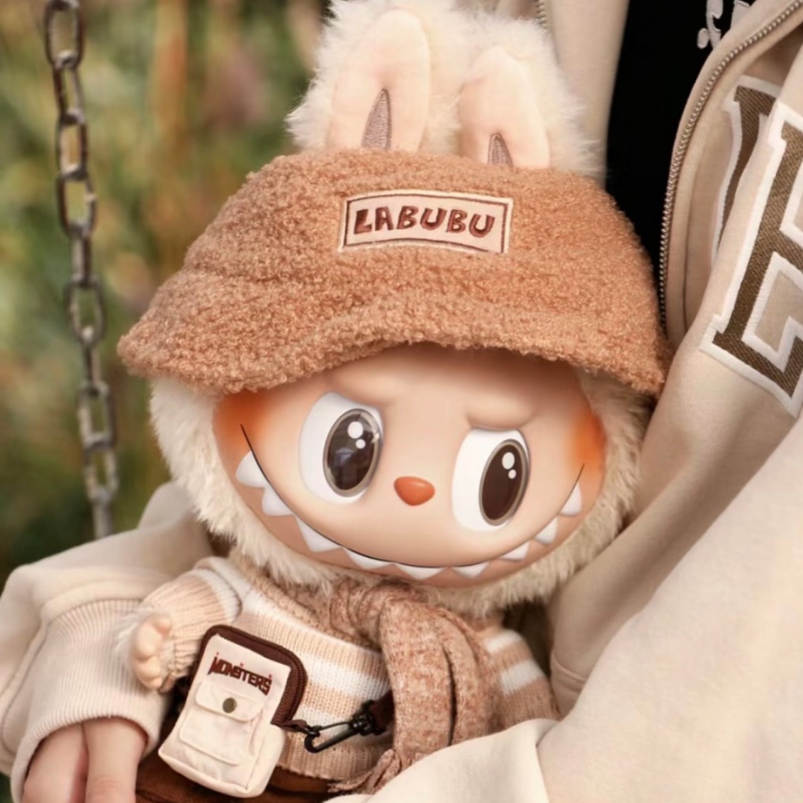 High Quality The MONSTERS 38CM Big Labubu Doll DRESS BE LATTE Vinyl Plush Toy Action Figure Overalls Stuffed Dolls Children Gifts