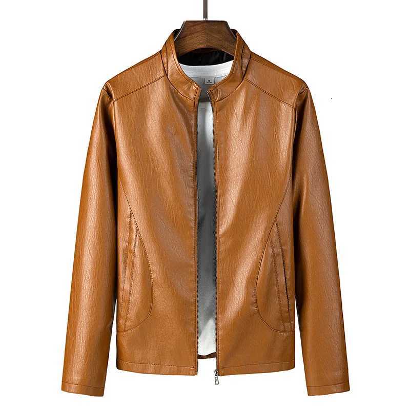 2025 new autumn Korean version standup collar PU mens leather jacket fashion leather jacket locomotive trend large size mensT251029