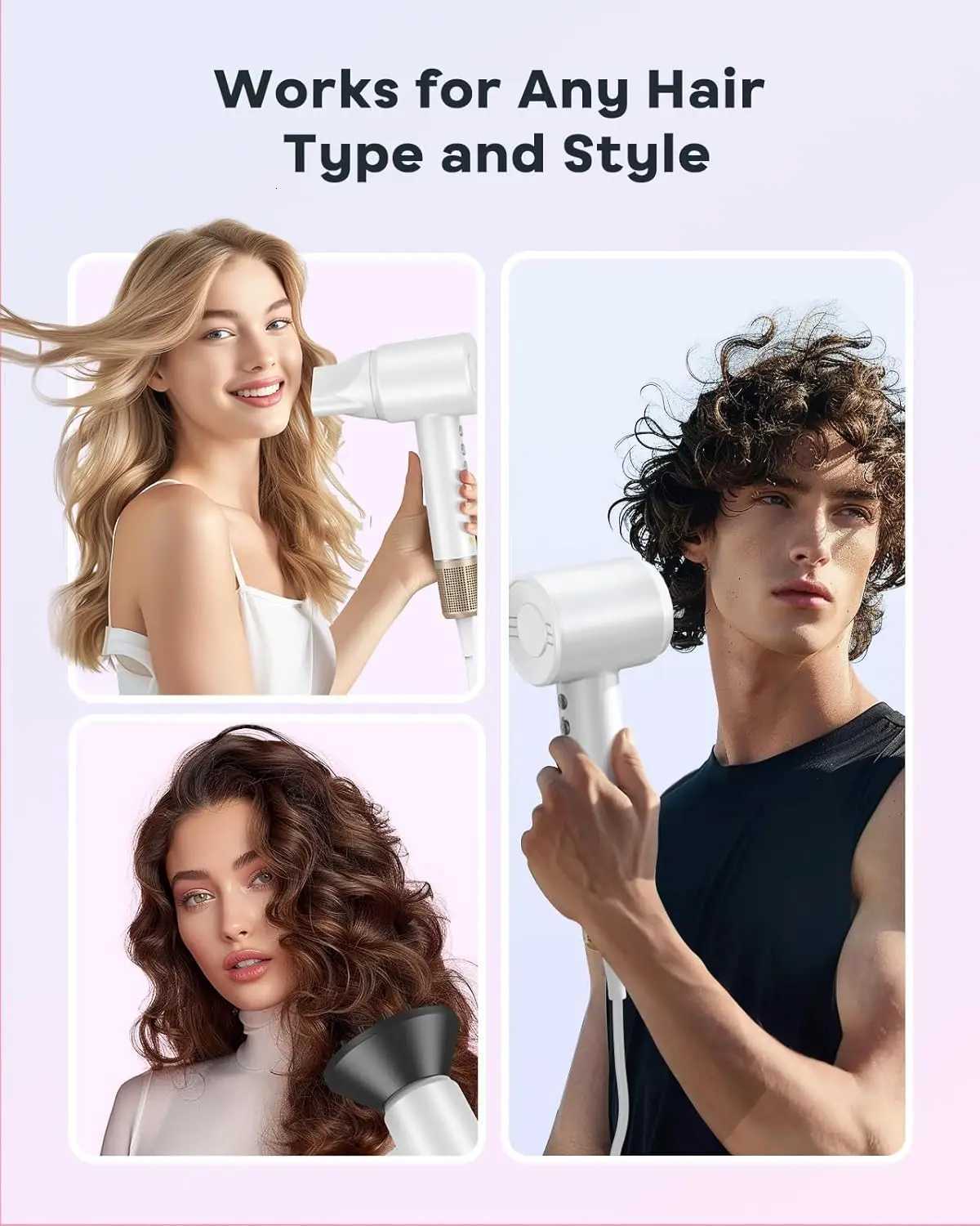 Professional High Speed Electric Hair Dryer 20000RPM Negative Ions Blow Dryer Super Powerful Wind Lownoise Salon HairDryer W251029