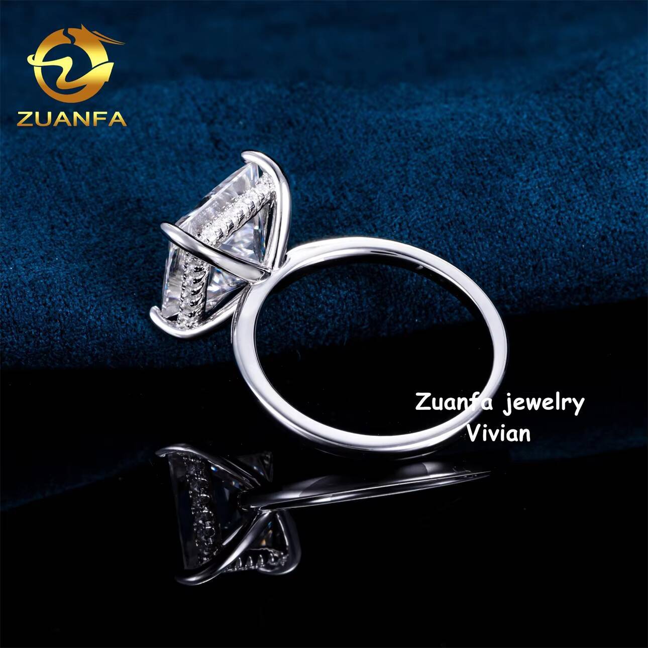 Silver 925 GRA Certification D Color VVS Moissanite Diamond Luxury Fashion Pass Diamond Tester Women Wedding Rings