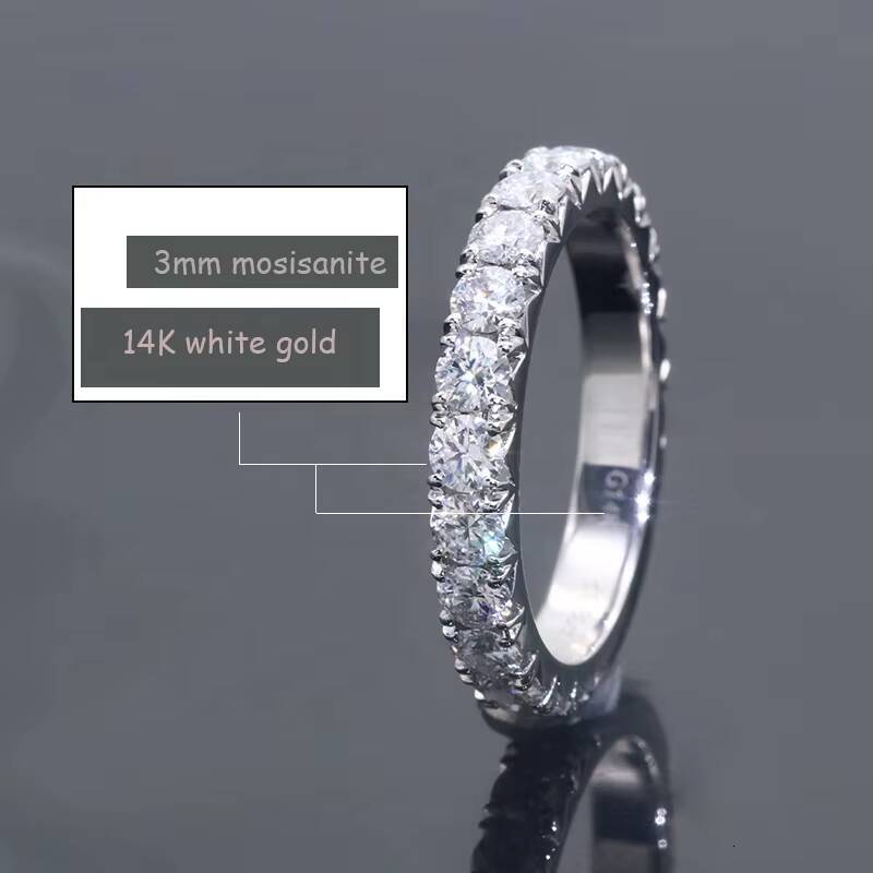 High Quality Moissanite Ring with Certificate Real Gold Jewelry 14K Moissanite Diamond Ring Bride Moissanite Eternity Ring