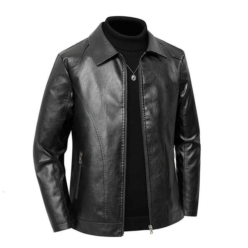 Men Fall Winter PU Leather Jackets 2025 Mens Turn Down Collar Motorcycle Leather Jacket Mens Black Casual Jackets Big Size M8XLT251029