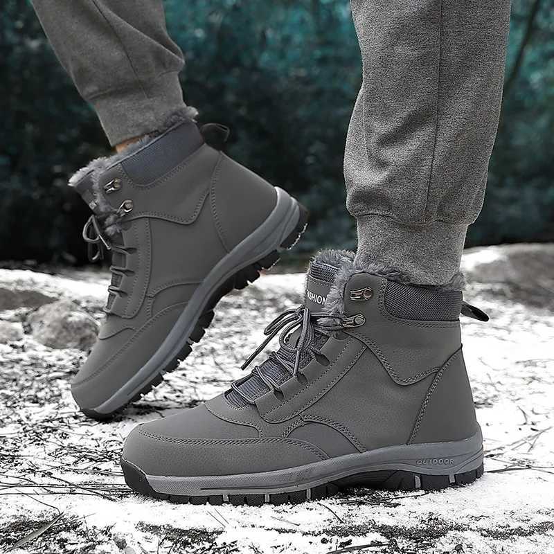 Snow Boots for Men Casual Winter Shoes Platform Nonslip Warm Fur Ankle Boots Plush Combat Outdoor Hiking Motorcycle Boots Z251029