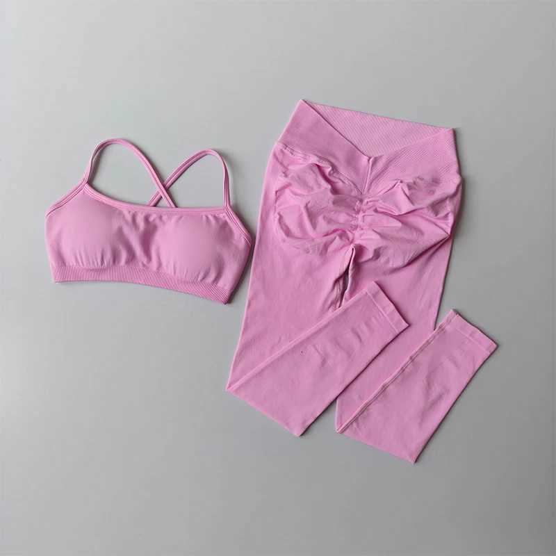 Leggings Set Women Seamless Yoga Set Fitness Clothing High Waisted Gym Legging Padded Tank Top Workout Fitness Sport Bras SuitXJ251029