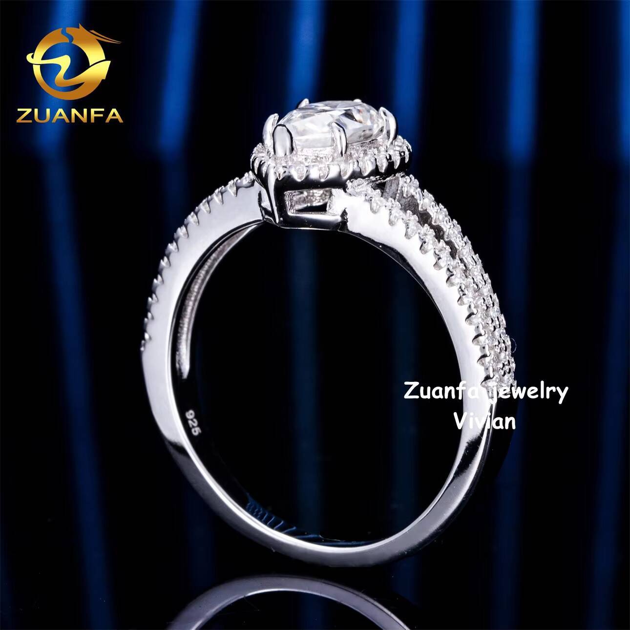 GRA Certificated VVS Moissanite Diamond Pass Diamond Tester Iced Out Fashion Sterling Silver 925 Women Wedding Rings