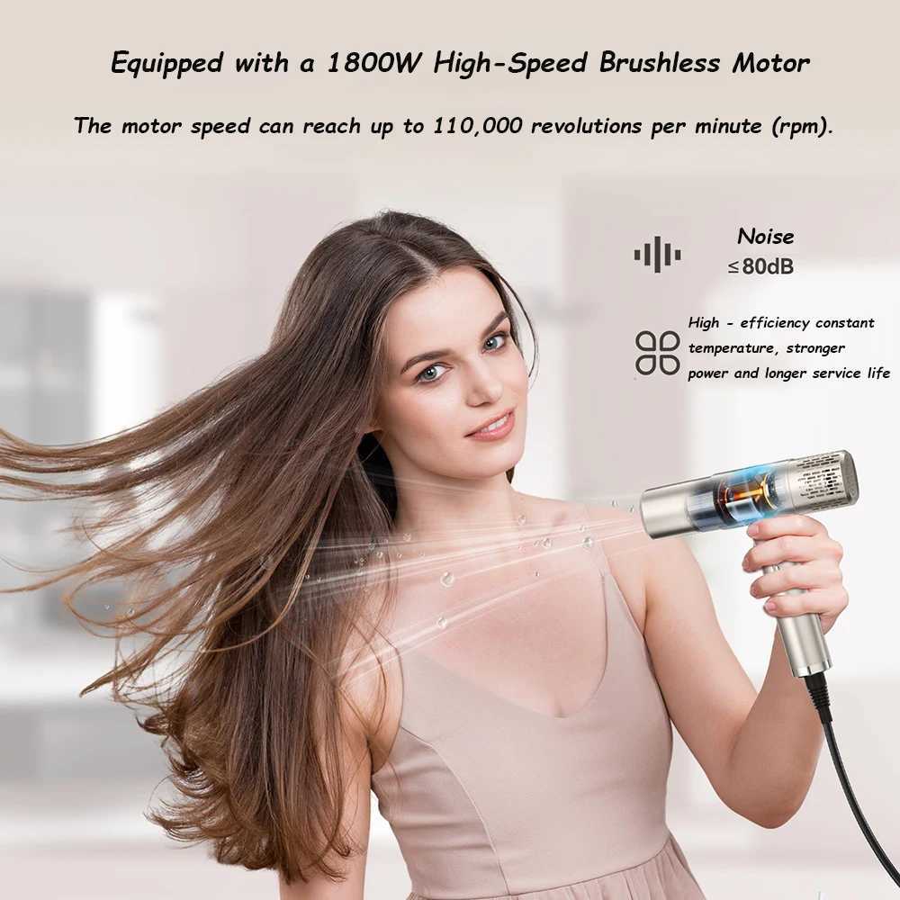 Highspeed hair dryer with LCD display 0000RPM negative ion Tshaped lightweight brushless motor quickdrying low noise W251029