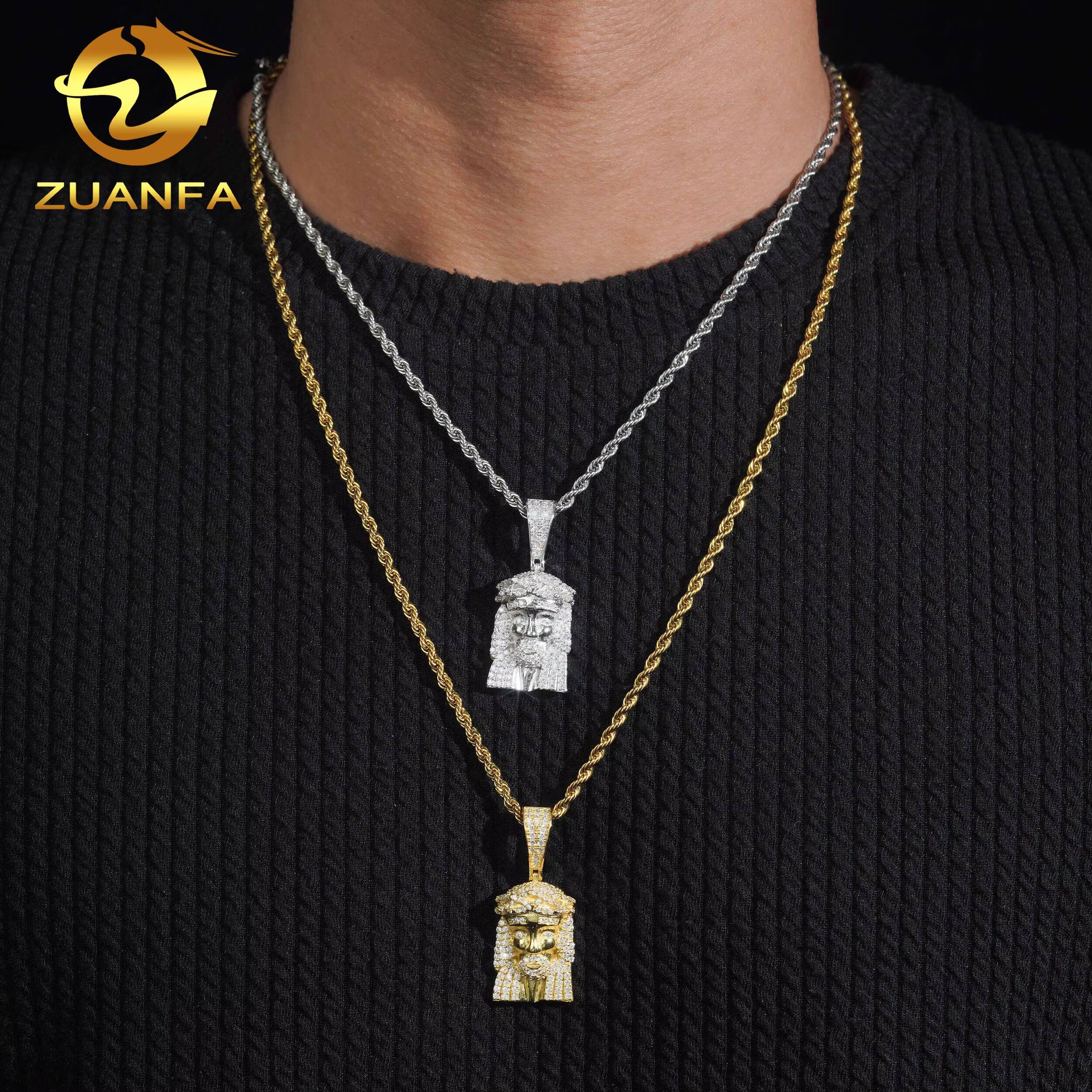 Small Jesus Head Pendant Moissanite Hip Hop Jewelry Iced Out Sterling Silver 925 Moissanite Custom Hip Hop Pendant for Men