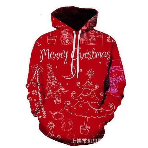 Mens Womens Christmas 3D Elf Father Christmas Print Hoodie Casual Long Slve Sweatshirt with Pockets