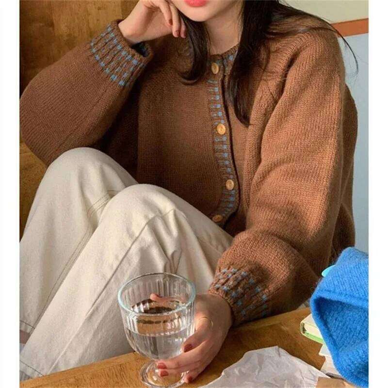 Winter Korean Style Long Sleeve Knitted Cardigan Autumn O-neck Jacket Casual Sweater Fashion Elegant Women's Knitwear