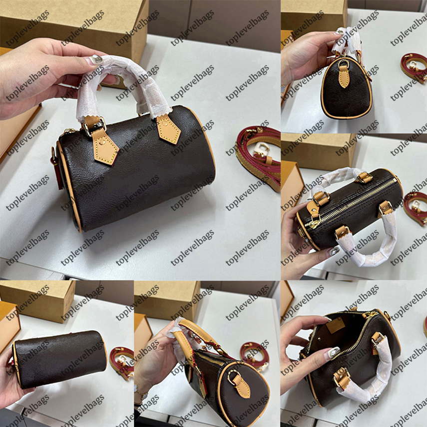 Top Designer Mini Nano 16cm Shoulder Bag Women Leather Denim Crossbody Luxury brown purse Embossed Tote Purse Brown Flower classic Handbag