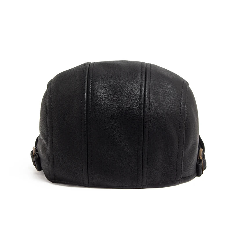 Fashion Men PU Leather Beret Autumn Winter Visor Flat Cap Thicken Warm Hat Berets Vintage England sboy Caps Higher Quality 251029